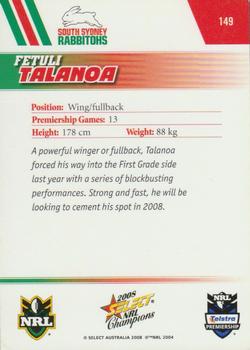 2008 Select NRL Champions #149 Fetuli Talanoa Back
